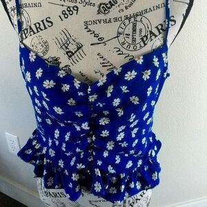 NEW Topshop Ruched Peplum Floral Print Camisole Top